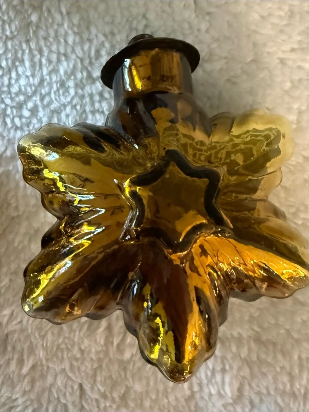 3 VTG Gold Orange Glass Star Snowflake Christmas Ornament Kugel Midwest Brass